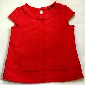 ZARA Top with Frayed Edges and Cap Sleeves
